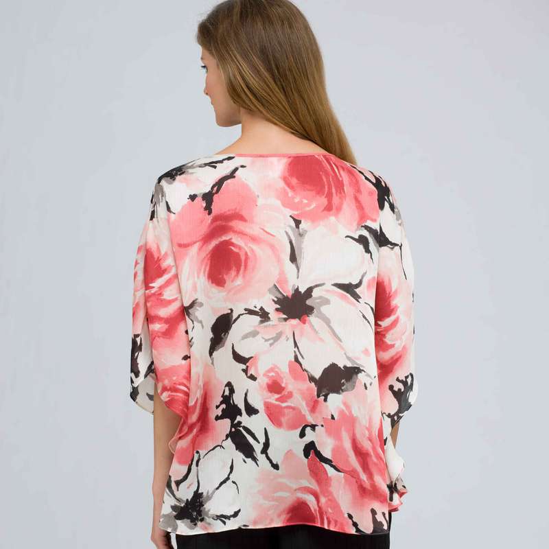 Floral Poncho Blouse, meadow rose combo, large image number 1